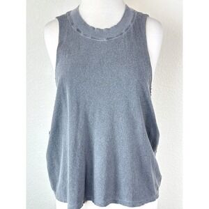 Electric & Rose Slouchy Gray Racerback Tank Raw Edge Oversized Muscle Tee